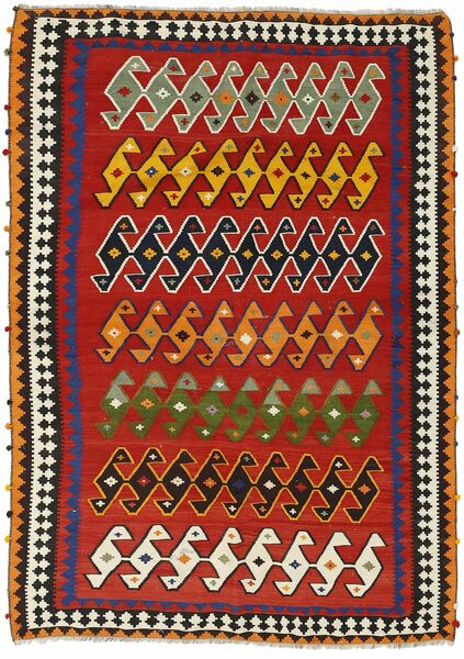 155X238 Tappeto Kilim Vintage Orientale Rosso Scuro/Nero (Lana, Persia/Iran)