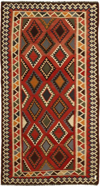  Orientalsk Kelim Vintage Tæppe 150X300Løber Sort/Mørkerød Uld, Persien/Iran