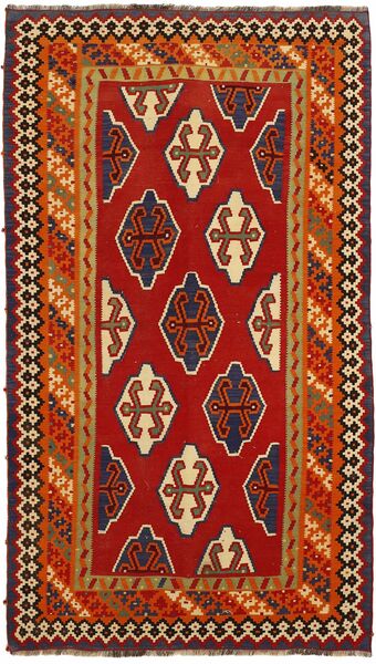 Kelim Vintage Tæppe 157X285 Mørkerød/Sort Uld, Persien/Iran