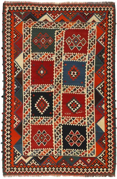 150X238 Koberec Orientální Kelim Vintage Černá/Tmavě Červená (Vlna, Persie/Írán)