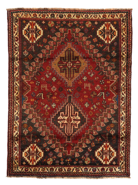 120X160 Tapis Shiraz D'orient Noir/Rouge Foncé (Laine, Perse/Iran) Carpetvista