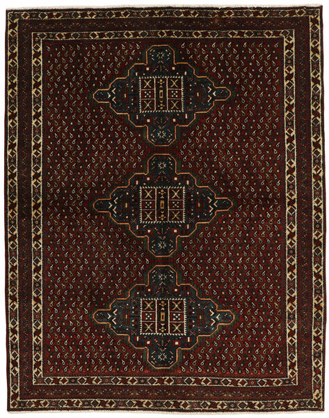 Afshar Teppich 153X192 Schwarz/Braun Wolle, Persien/Iran