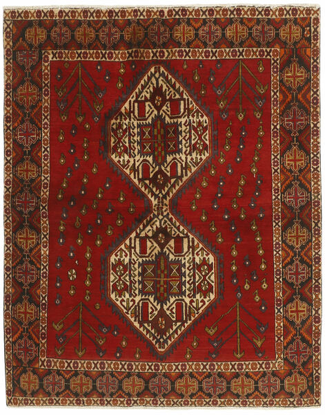160X198 絨毯 アフシャル オリエンタル ダークレッド/ブラック (ウール, ペルシャ/イラン)