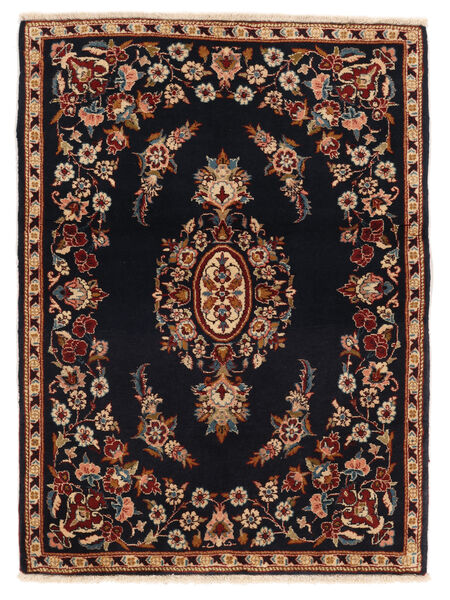  Orientalischer Ghom Kork/Seide Teppich 90X120 Schwarz/Braun Wolle, Persien/Iran Carpetvista