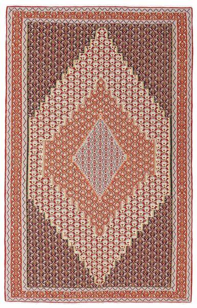 Koberec Kelim Senneh Fine 154X248 Hnědá/Tmavě Červená (Vlna, Persie/Írán)