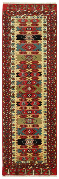 Koberec Perský Turkaman 89X292 Běhoun Tmavě Červená/Černá (Vlna, Persie/Írán)