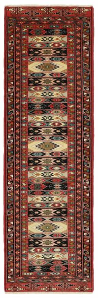  Turkaman Rug 88X297 Persian Wool Dark Red/Black Small