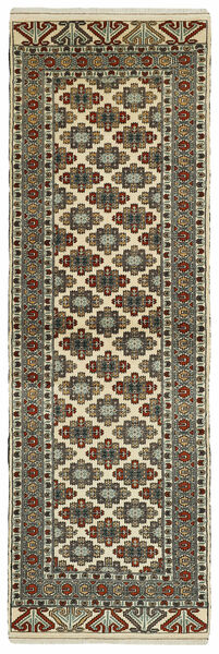 84X287 Turkaman Vloerkleed Oosters Tapijtloper Zwart/Donker Geel (Wol, Perzië/Iran)