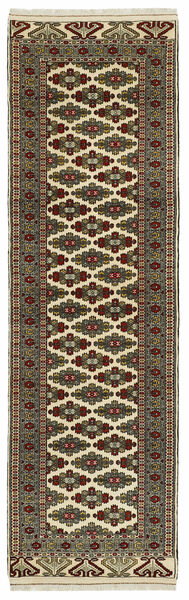 87X291 Dywan Turkmeński Orientalny Chodnikowy Czarny/Brunatny (Wełna, Persja/Iran)