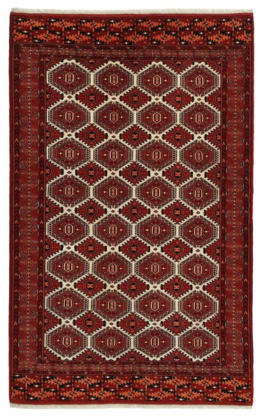 Tapis Turkaman 157X248 Noir/Rouge Foncé (Laine, Perse/Iran)
