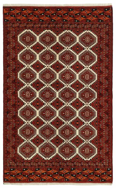 絨毯 トルクメン 155X247 ブラック/ダークレッド (ウール, ペルシャ/イラン)