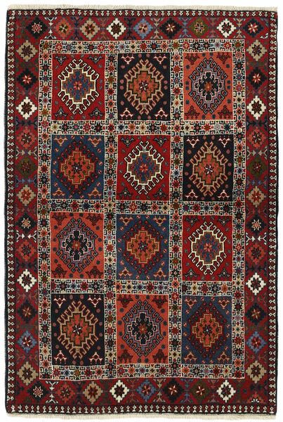 101X146 Χαλι Yalameh Ανατολής Μαύρα/Σκούρο Κόκκινο (Μαλλί, Περσικά/Ιρανικά)
