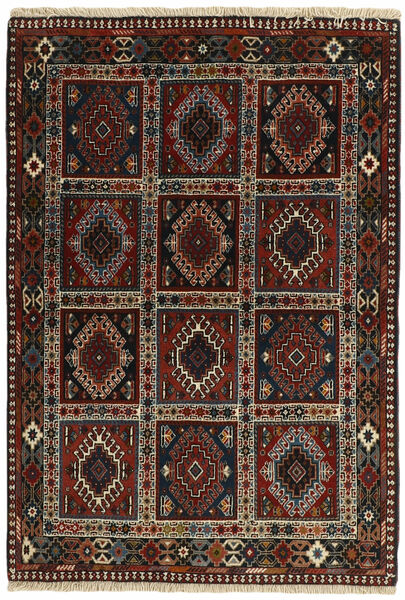 103X148 Tapete Yalameh Oriental Preto/Castanho (Lã, Pérsia/Irão)