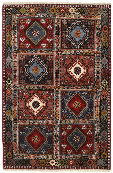 100X150 Yalameh Vloerkleed Oosters Zwart/Donkerrood (Wol, Perzië/Iran)