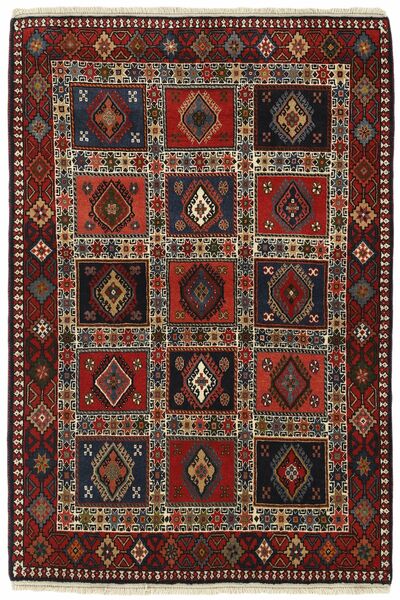 104X153 Dywan Yalameh Orientalny Czarny/Ciemnoczerwony (Wełna, Persja/Iran)