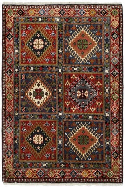 103X150 Tapete Yalameh Oriental Preto/Castanho (Lã, Pérsia/Irão)