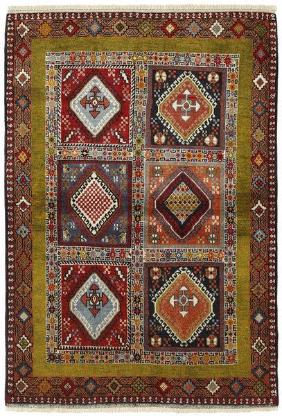 104X146 Tapete Yalameh Oriental Castanho/Preto (Lã, Pérsia/Irão)