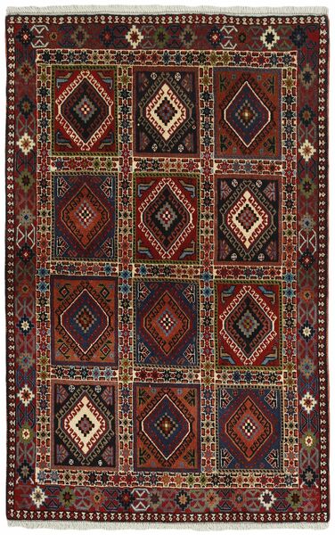 99X153 Yalameh Vloerkleed Oosters Zwart/Bruin (Wol, Perzië/Iran)