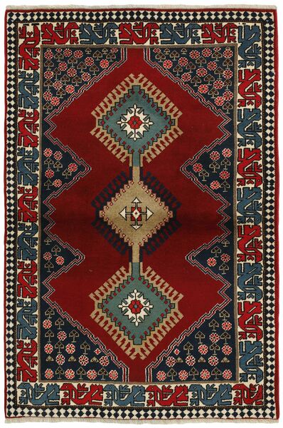 絨毯 ヤラメー 99X146 ブラック/ダークレッド (ウール, ペルシャ/イラン)