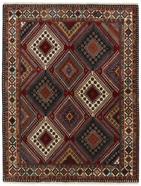 絨毯 ヤラメー 155X198 ブラック/茶色 (ウール, ペルシャ/イラン)