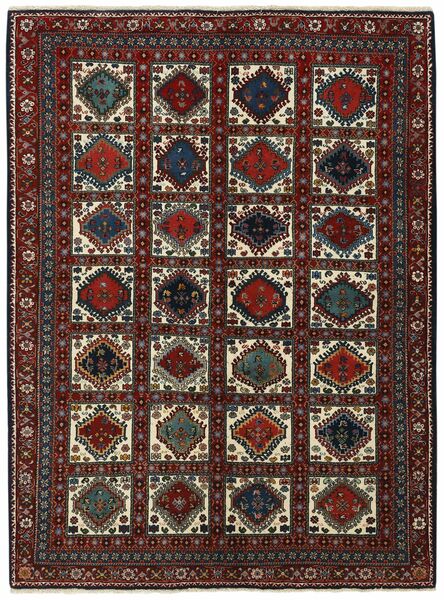 172X230 Dywan Yalameh Orientalny Czarny/Ciemnoczerwony (Wełna, Persja/Iran)