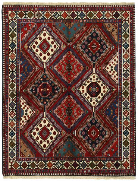  Persischer Yalameh Teppich 154X196 Schwarz/Dunkelrot (Wolle, Persien/Iran)