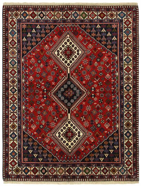  Persialainen Yalameh Matot Matto 154X198 Musta/Tummanpunainen (Villa, Persia/Iran)