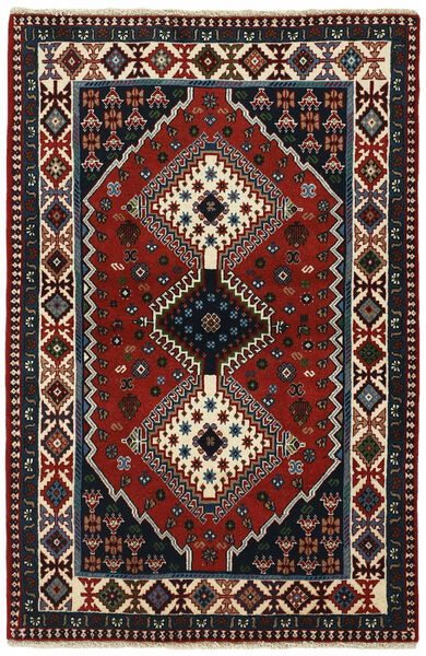 100X150 Yalameh Vloerkleed Oosters Zwart/Donkerrood (Wol, Perzië/Iran)