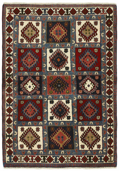 102X144 Χαλι Ανατολής Yalameh Μαύρα/Σκούρο Κόκκινο (Μαλλί, Περσικά/Ιρανικά)