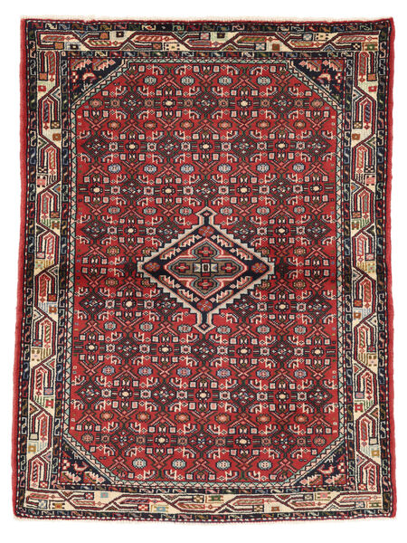 Tapete Oriental Hamadã 105X145 Preto/Vermelho Escuro (Lã, Pérsia/Irão)