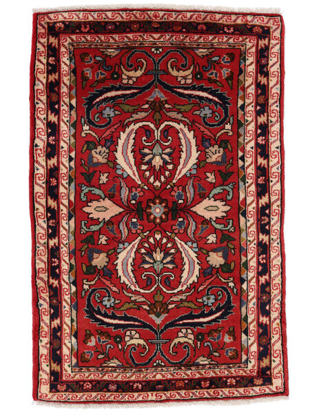 Hamadan Teppich 82X127 Dunkelrot/Schwarz Wolle, Persien/Iran Carpetvista