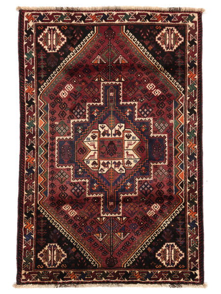 111X166 Tappeto Shiraz Orientale Nero/Rosso Scuro (Lana, Persia/Iran) Carpetvista