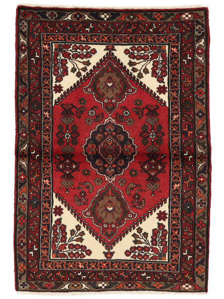 Hamadan Teppich 96X140 Schwarz/Dunkelrot Wolle, Persien/Iran Carpetvista