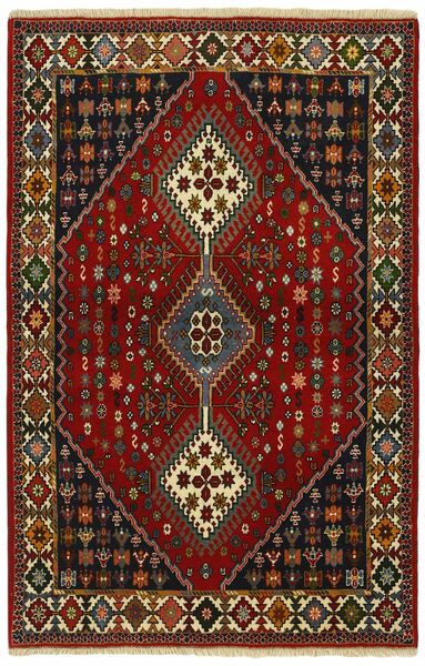 103X154 Yalameh Vloerkleed Oosters Zwart/Donkerrood (Wol, Perzië/Iran)