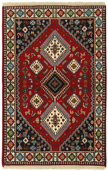 Tapis Yalameh 104X157 Noir/Rouge Foncé (Laine, Perse/Iran)