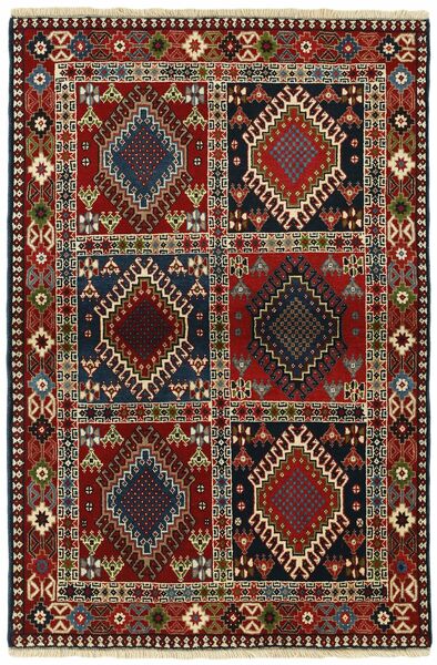  Persisk Yalameh Teppe 99X144 Svart/Mørk Rød (Ull, Persia/Iran)