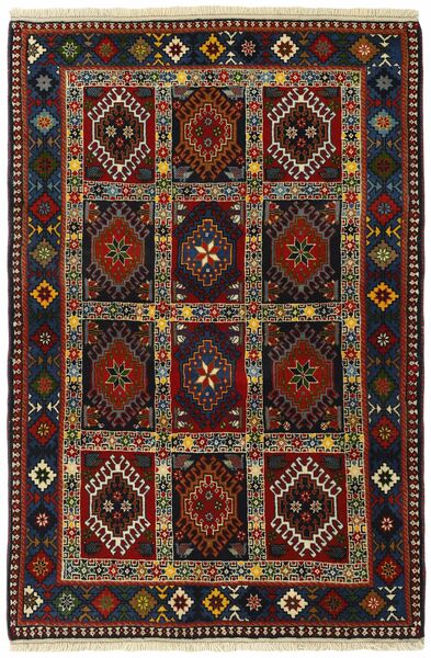 101X152 Yalameh Rug Oriental Black/Dark Red (Wool, Persia/Iran)