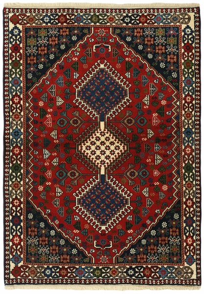 Koberec Yalameh 101X143 Černá/Tmavě Červená (Vlna, Persie/Írán)