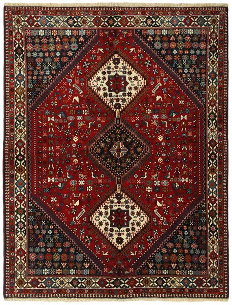  Persisk Yalameh Teppe 154X197 Svart/Mørk Rød (Ull, Persia/Iran)