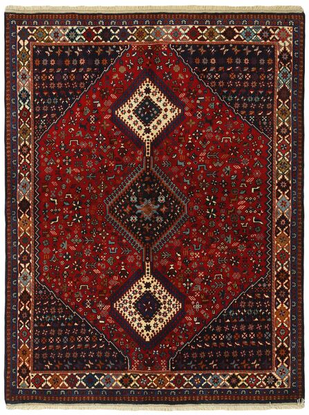 146X190 Yalameh Matta Orientalisk Svart/Mörkröd (Ull, Persien/Iran)