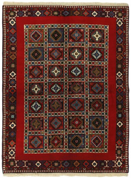 153X196 Dywan Yalameh Orientalny Czarny/Ciemnoczerwony (Wełna, Persja/Iran)