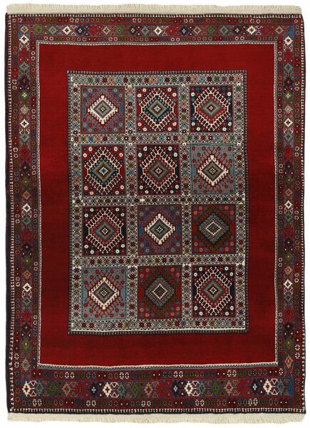 152X204 Tapete Oriental Yalameh Preto/Vermelho Escuro (Lã, Pérsia/Irão)