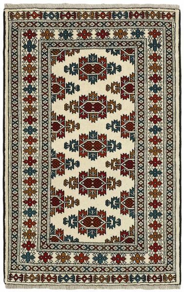  Persischer Turkaman Teppich 84X130 Schwarz/Gelb (Wolle, Persien/Iran)