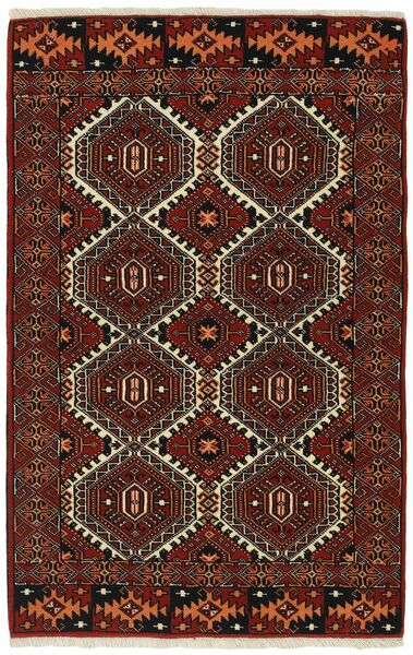  Persischer Turkaman Teppich 83X127 Schwarz/Braun (Wolle, Persien/Iran)