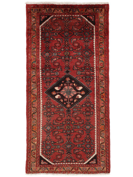  70X145 Hamadan Rug Dark Red/Black Persia/Iran Carpetvista