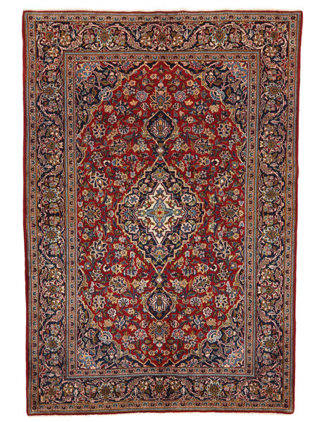 135X205 Alfombra Oriental Keshan Fine Negro/Marrón (Lana, Persia/Irán) Carpetvista