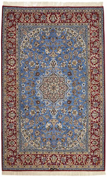 158X250 絨毯 オリエンタル イスファハン 絹の縦糸 ブラック/茶色 ( ペルシャ/イラン)