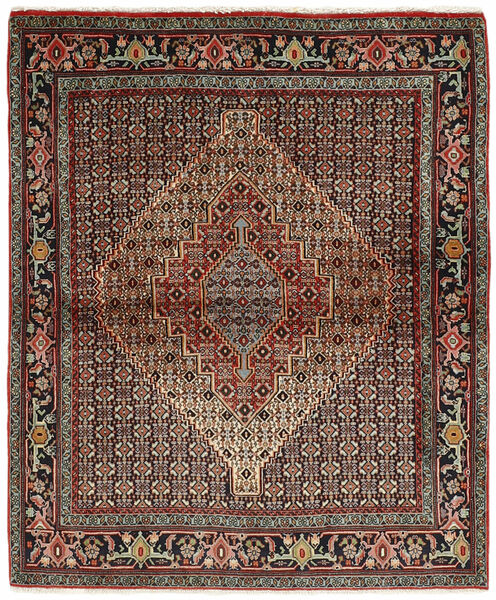 Senneh Fine Teppe 123X145 Svart/Brun Ull, Persia/Iran
