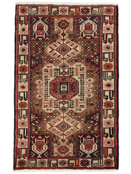 Hamadan Tæppe 80X129 Sort/Brun Uld, Persien/Iran Carpetvista