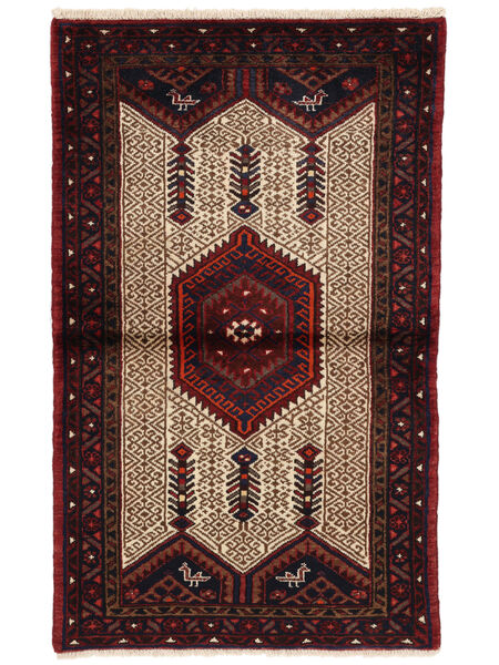 90X148 絨毯 オリエンタル ハマダン ブラック/茶色 (ウール, ペルシャ/イラン) Carpetvista